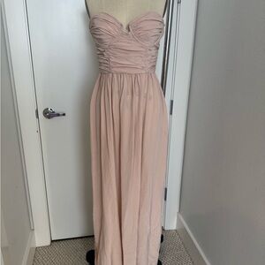 Elegant Pink Strapless Evening Gown